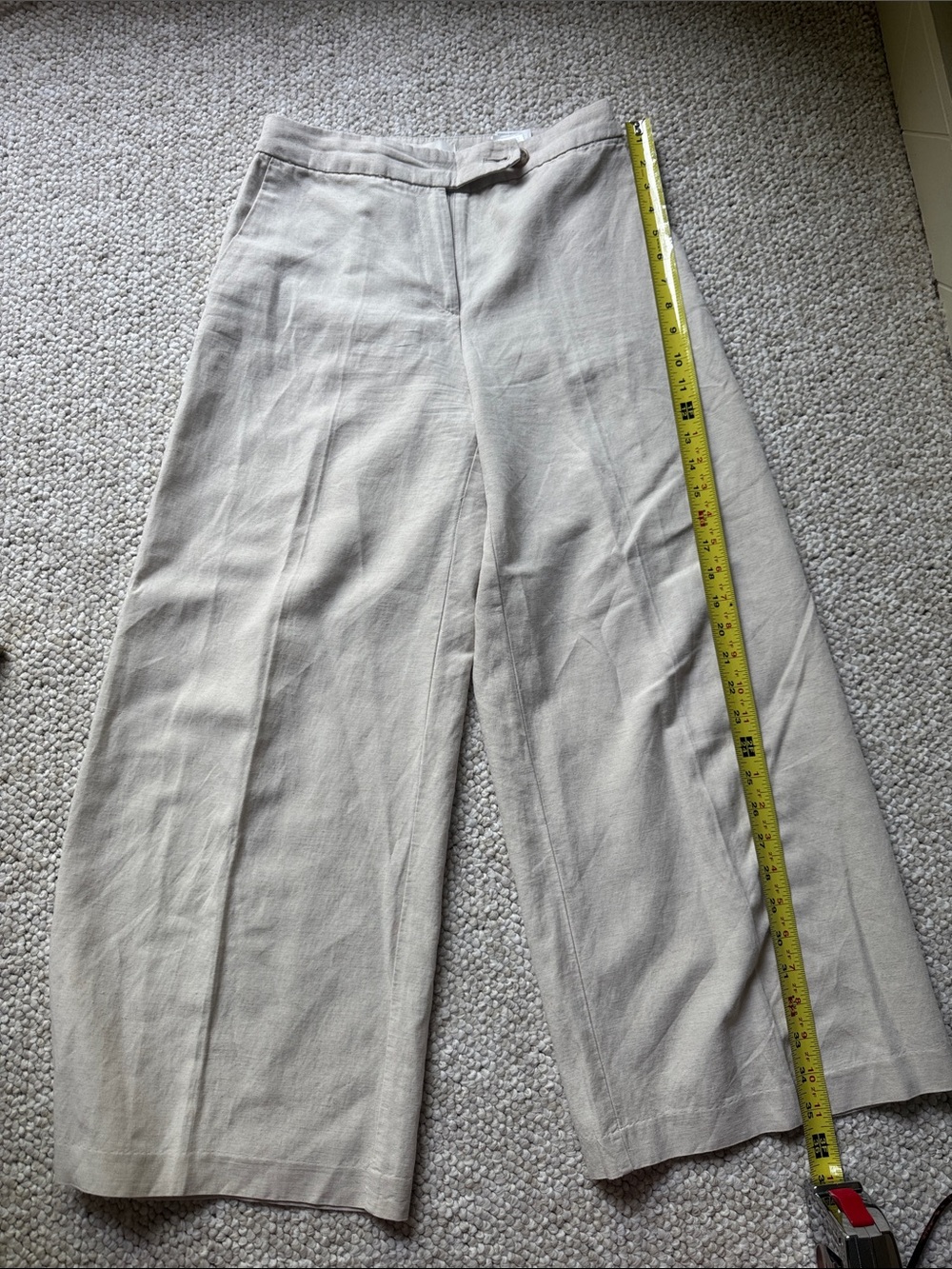 H&M Wide-Leg Linen-Blend Pants in Light Taupe Size 2